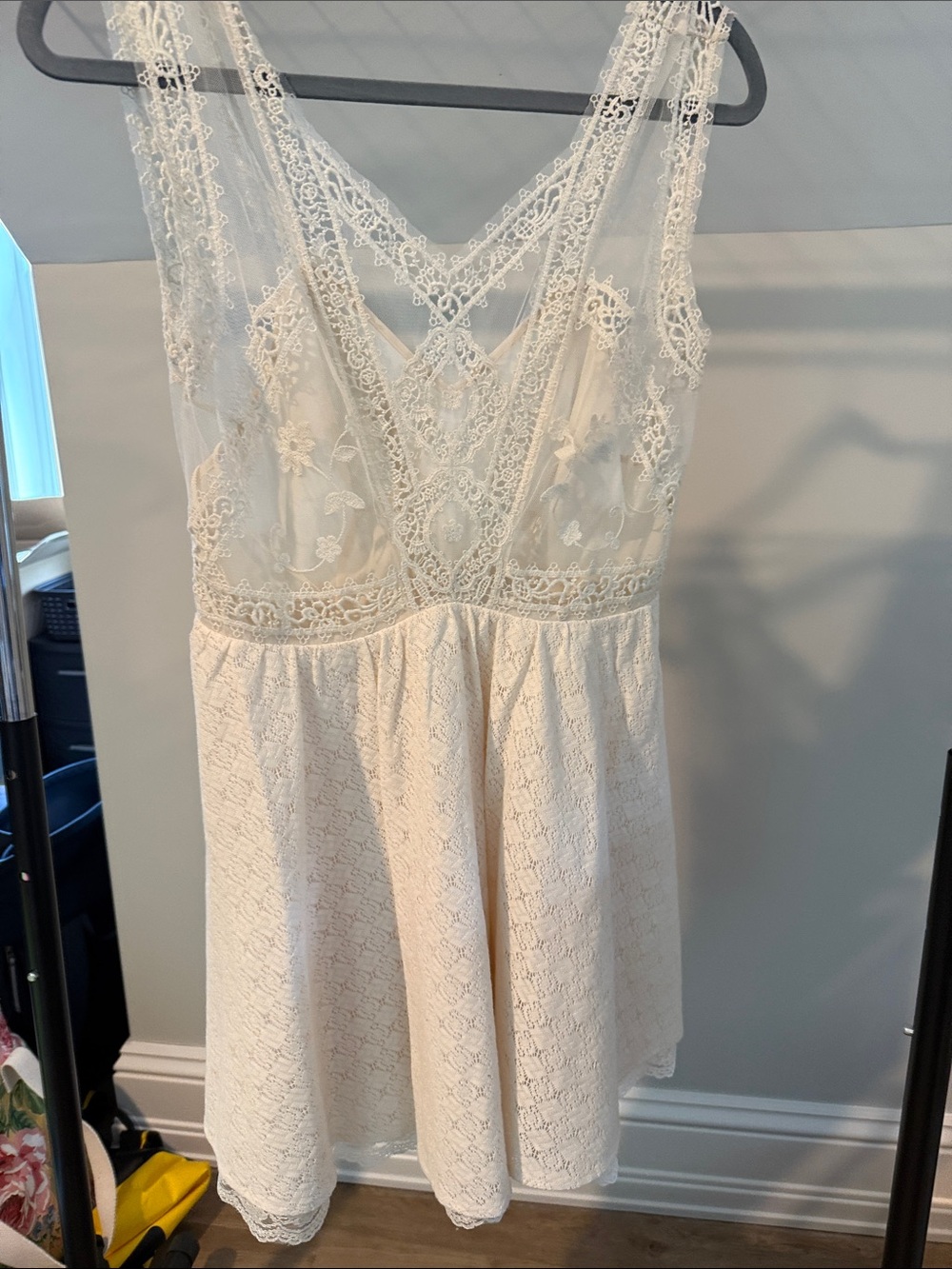 Free People Ivory Lace Trim Blouse